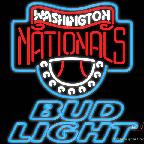 Bud Light Washington Nationals MLB Real Neon Glass Tube Neon Sign 