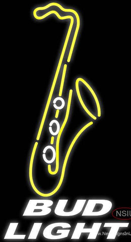 Bud Light Yellow Saxophone Real Neon Glass Tube Neon Sign 