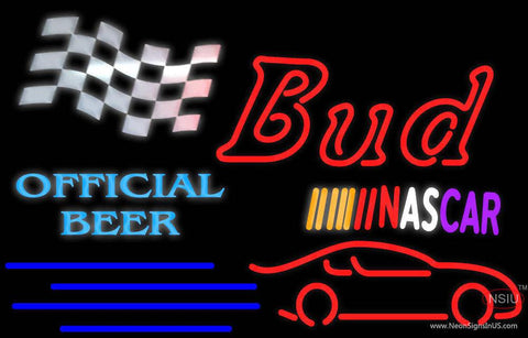 Bud NASCAR Official Beer Real Neon Glass Tube Neon Sign 