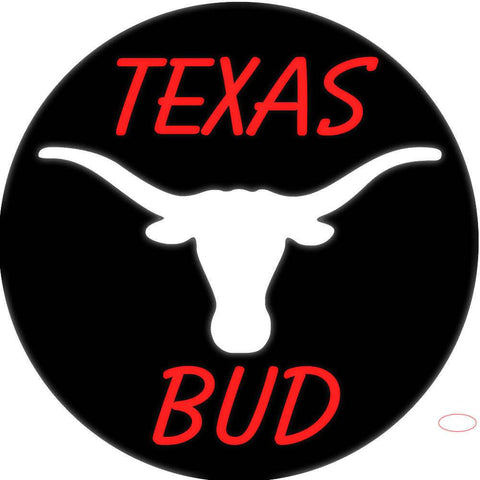 Bud Red Texas White Longhorn Neon Beer Sign 