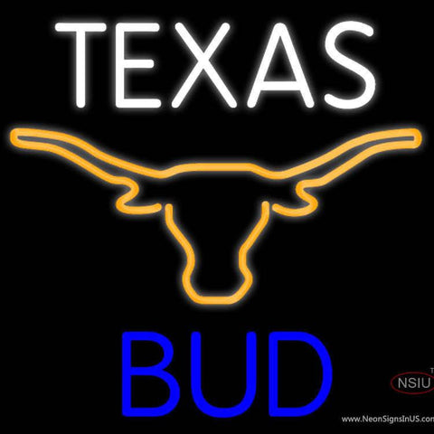 Bud Texas Blue Saffron Longhorn Neon Beer Sign x