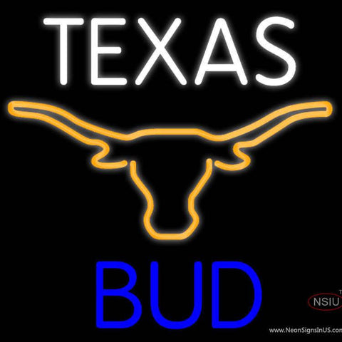 Bud Texas Blue Saffron Longhorn Neon Beer Sign x 