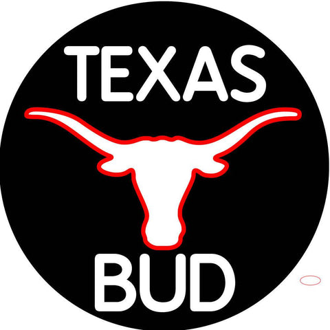 Bud White Texas Red Longhorn Neon Beer Sign