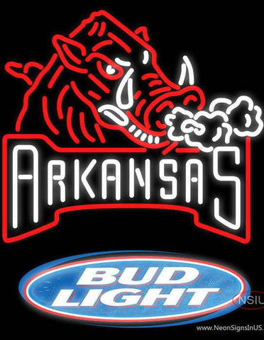 Bud Light Logo Arkansas Razorbacks Real Neon Glass Tube Neon Sign 