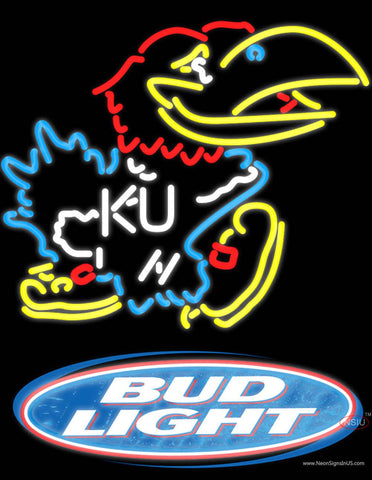 Bud Light Logo Kansas Jayhawks Logo Real Neon Glass Tube Neon Sign 