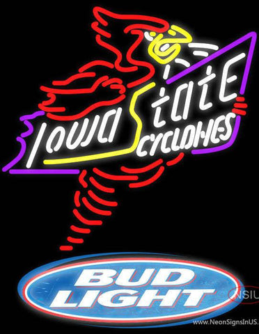 Bud Light Logo Killer Iowa State Cyclones Real Neon Glass Tube Neon Sign Sale Price Look