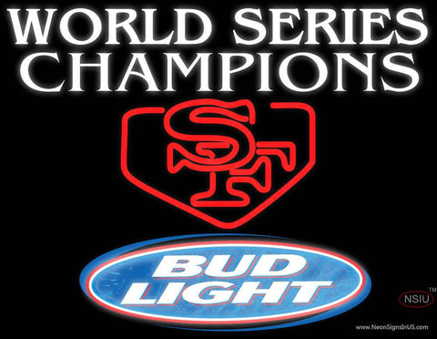 Bud Light Logo World Series Champions Sf Real Neon Glass Tube Neon Sign 