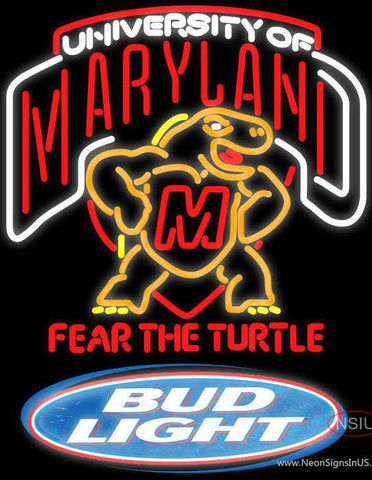 Bud Light Logo Maryland Turtle Real Neon Glass Tube Neon Sign 