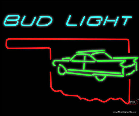 Budlight Oklahoma Calidac Green Color Real Neon Glass Tube Neon Sign 