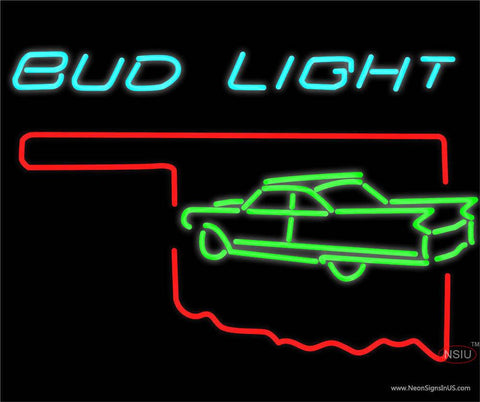 Budlight Oklahoma Calidac Green Color Real Neon Glass Tube Neon Sign