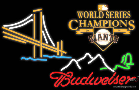 Budweiser Mountain Golden Gate SF Giants  World Series Real Neon Glass Tube Neon Sign