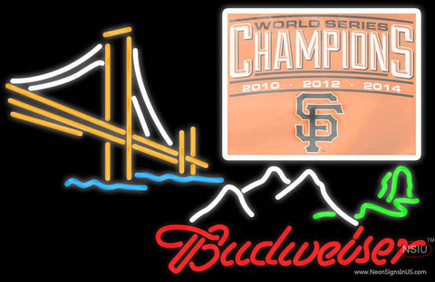 Budweiser Mountain Golden Gate SF Giants World Series Real Neon Glass Tube Neon Sign