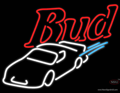 Budweiser NASCAR Stockcar Real Neon Glass Tube Neon Sign 
