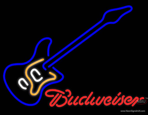 Budweiser Neon Blue Electric Guitar Real Neon Glass Tube Neon Sign  7 