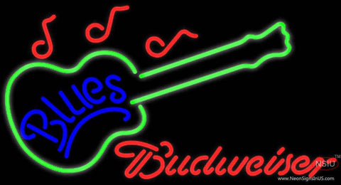 Budweiser Neon Blues Guitar Real Neon Glass Tube Neon Sign 