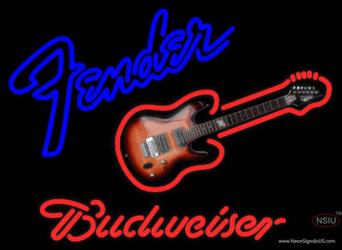 Budweiser Neon Fender Guitar Real Neon Glass Tube Neon Sign 