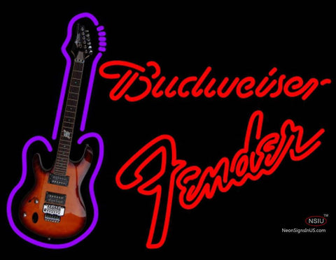 Budweiser Neon Fender Red Guitar Neon Sign   