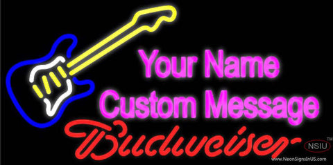 Budweiser Neon Guitar Logo Real Neon Glass Tube Neon Sign 