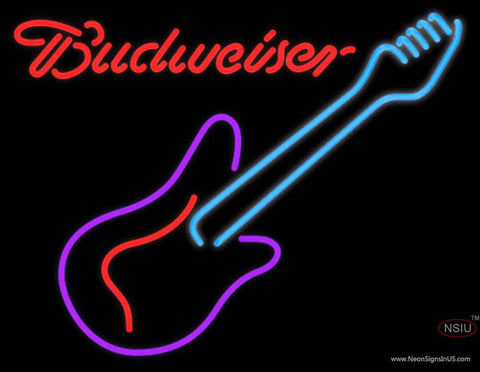 Budweiser Neon Guitar Purple Red Real Neon Glass Tube Neon Sign  7 