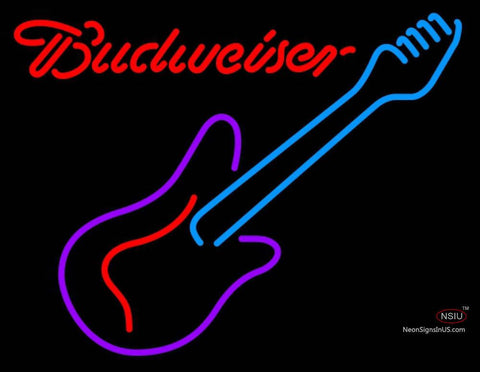 Budweiser Neon Guitar Purple Red Neon Sign  7 