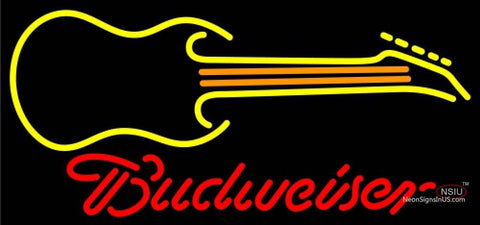 Budweiser Neon Guitar Yellow Orange Neon Sign  