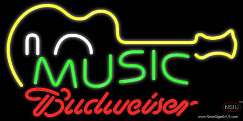 Budweiser Neon Music Guitar Real Neon Glass Tube Neon Sign 