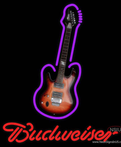 Budweiser Neon Purple Guitar Real Neon Glass Tube Neon Sign 