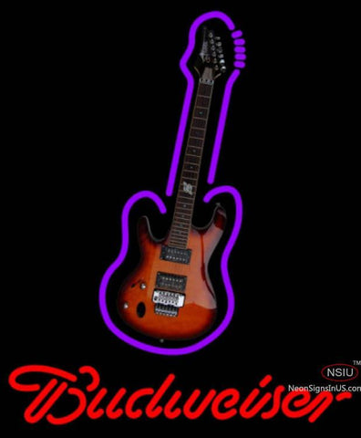 Budweiser Neon Purple Guitar Neon Sign   
