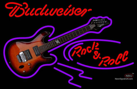 Budweiser Neon Rock N Roll Electric Guitar Neon Sign   