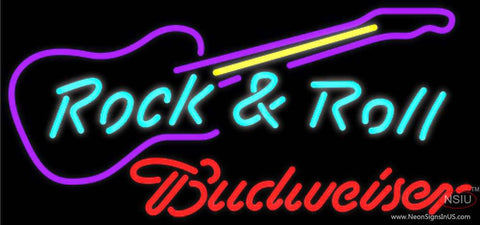 Budweiser Neon Rock N Roll Guitar Real Neon Glass Tube Neon Sign 