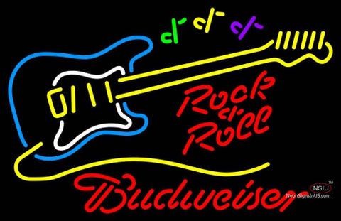 Budweiser Neon Rock N Roll Yellow Guitar Neon Sign  7