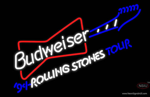 Budweiser Rolling Stones  Guitar Neon Beer Sign 