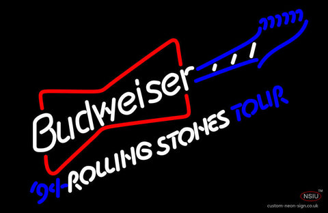 Budweiser Rolling Stones  Guitar Neon Beer Sign