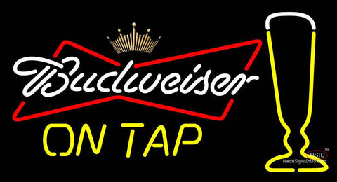 Budweiser On Tap Wine Glass Neon Sign