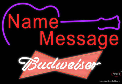 Budweiser Red Acoustic Guitar Real Neon Glass Tube Neon Sign 