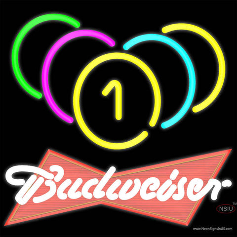 Budweiser Red Billiards Rack Pool Real Neon Glass Tube Neon Sign   x 