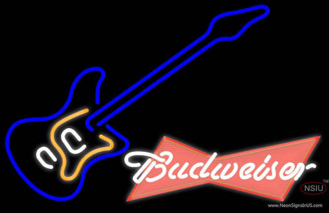 Budweiser Red Blue Electric Guitar Real Neon Glass Tube Neon Sign