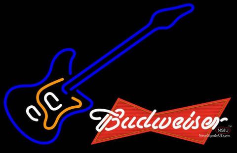 Budweiser Red Blue Electric Guitar Neon Sign   