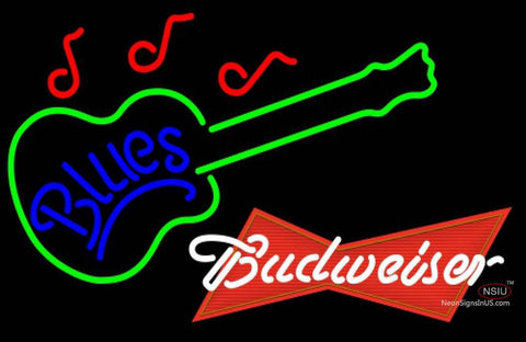 Budweiser Red Blues Guitar Neon Sign  