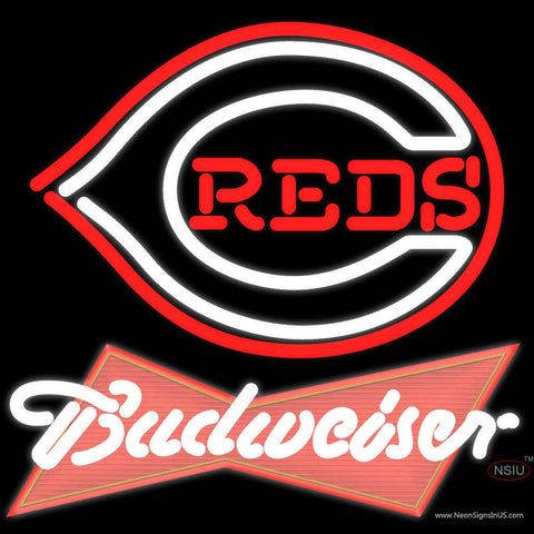 Budweiser Red Cincinnati Reds MLB Real Neon Glass Tube Neon Sign 