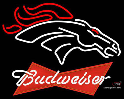 Budweiser Red Denver Broncos NFL Neon Sign   