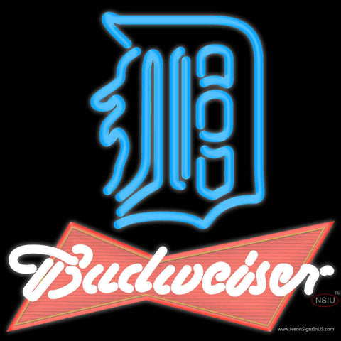 Budweiser Red Detroit Tigers MLB Real Neon Glass Tube Neon Sign 