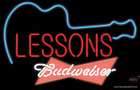 Budweiser Red Guitar Lessons Real Neon Glass Tube Neon Sign 