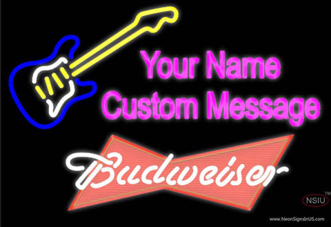 Budweiser Red Guitar Logo Real Neon Glass Tube Neon Sign 