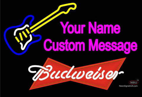 Budweiser Red Guitar Logo Neon Sign  