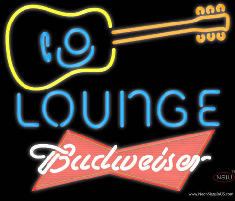 Budweiser Red Guitar Lounge Real Neon Glass Tube Neon Sign 