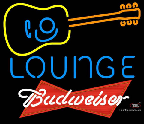 Budweiser Red Guitar Lounge Neon Sign  
