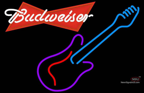 Budweiser Red Guitar Purple Red Neon Sign   