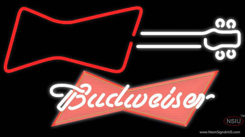 Budweiser Red Guitar Red White Real Neon Glass Tube Neon Sign