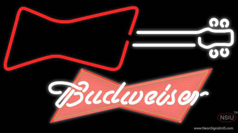 Budweiser Red Guitar Red White Real Neon Glass Tube Neon Sign 